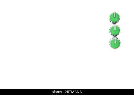 Green amplifier mixer buttons on white background Stock Photo