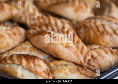 Kibinai, traditional Lithuanian food, pastries filled with various meat, onion and pepper, popular with Karaite ethnic minority in Vilnius, Lithuania, Stock Photo