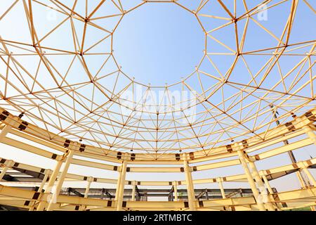 Curved steel constructed on a construction site Stock Photo