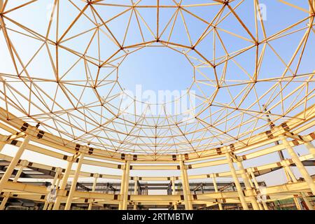 Curved steel constructed on a construction site Stock Photo