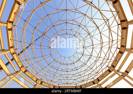 Curved steel constructed on a construction site Stock Photo