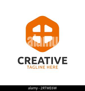 SImple window or ventilation logo with orange color Stock Vector