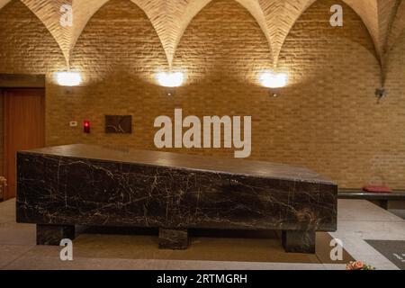 St AnthonyÕs catholic church, Leuven, Belgium. Grave of Belgian priest Father Damien of Molokai who devoted his life to missionary work among the Hawa Stock Photo