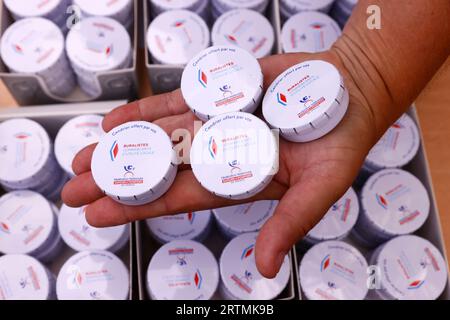 Portable ashtray to fight fires and pollution. France. Stock Photo