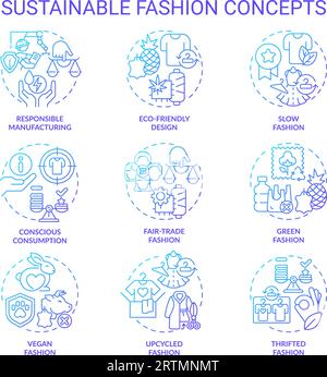 Gradient thin line icon set for sustainable fashion Stock Vector