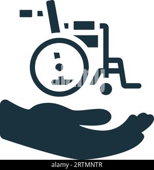 Disability support icon. Monochrome simple sign from charity and non ...