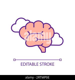 2D thin linear colorful mindful leadership icon Stock Vector