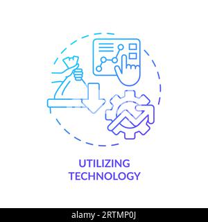 2D thin line gradient icon utilizing technology concept Stock Vector