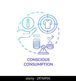 2D thin line gradient icon conscious consumption concept Stock Vector