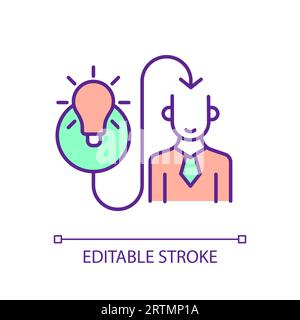 2D thin linear colorful mindful work environment icon Stock Vector