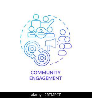 2D thin line gradient icon community engagement concept Stock Vector