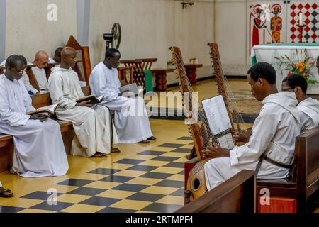 Sunday mass in Keur Moussa benedictine abbey church, Keur Moussa, Senegal. Stock Photo