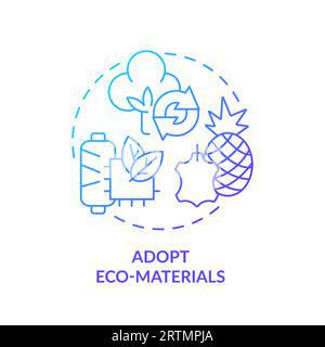 2D thin line gradient icon adopt eco materials concept Stock Vector