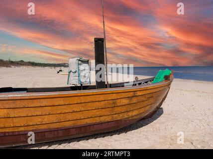 Old Fishing Boat, Beach, Ahlbeck, Usedom Island, Mecklenburg Western  Pomerania, Germany Stock Photo - Alamy