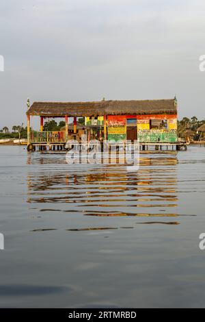 Rasta restaurant on Mar Lodj island, Senegal Stock Photo - Alamy