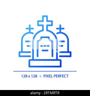 2D blue gradient thin line tombstone icon Stock Vector