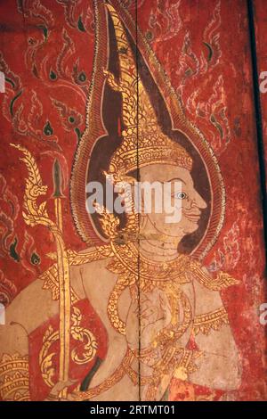 Bangkok National Museum.  Thailand Buddhism old antique vintage angels mural painting in Buddaisawan chapel.  Thailand. Stock Photo