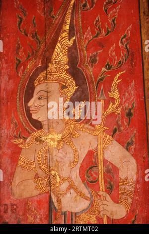 Bangkok National Museum.  Thailand Buddhism old antique vintage angels mural painting in Buddaisawan chapel.  Thailand. Stock Photo