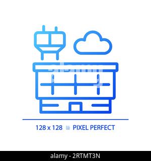 2D blue gradient thin line building icon Stock Vector