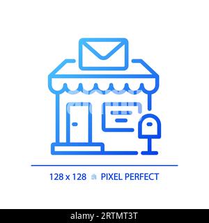 2D blue gradient thin line post office icon Stock Vector