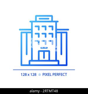2D blue gradient thin line apartment icon Stock Vector