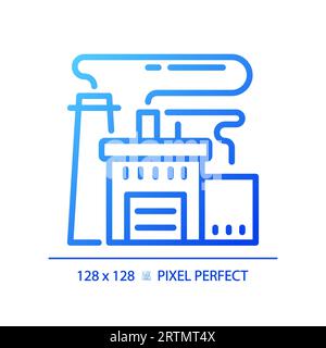 2D blue gradient thin line factory icon Stock Vector