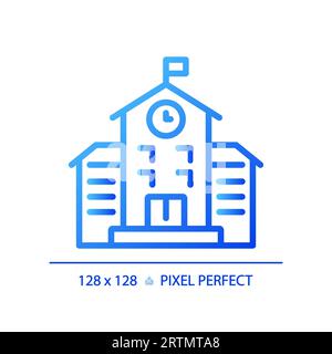 2D blue gradient thin line school icon Stock Vector