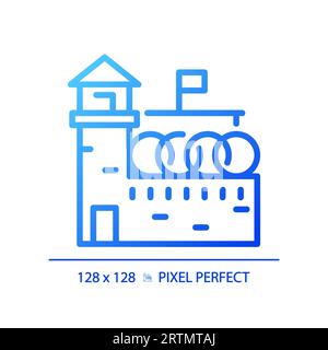 2D blue gradient thin line prison icon Stock Vector