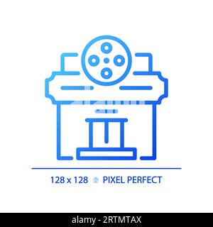 2D blue gradient thin line theater icon Stock Vector