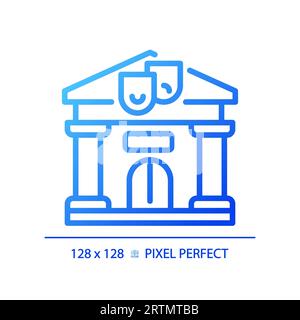2D blue gradient thin line library icon Stock Vector