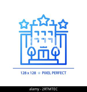 2D blue gradient thin line hotel icon Stock Vector