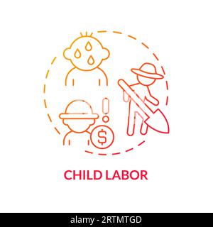 Child labor red gradient concept icon Stock Vector