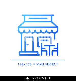 2D blue gradient thin line cafe icon Stock Vector