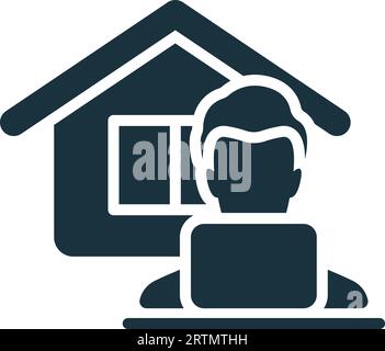 Remote Work icon. Monochrome sign from lockdown collection. Creative ...