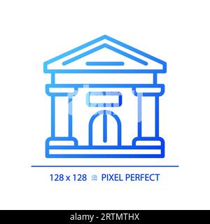 2D blue gradient thin line parliament building icon Stock Vector