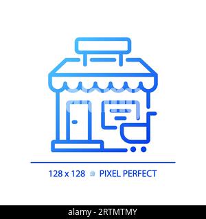 2D blue gradient thin line store icon Stock Vector