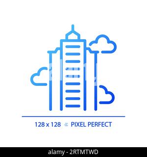 2D blue gradient thin line skyscraper icon Stock Vector
