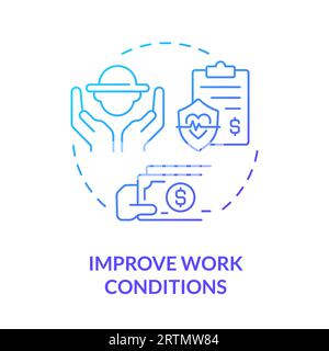 Improve work conditions blue gradient concept icon Stock Vector
