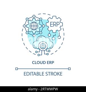 2D customizable cloud ERP blue icon concept Stock Vector