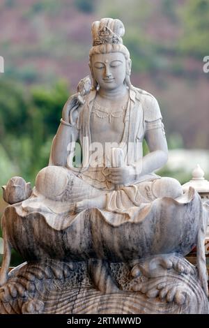 Tinh That Quan Am Pagoda.  Bodhisattva Avalokiteshvara. Guanyin ( Quan Am) Statue. The Goddess of Mercy and compassion. Marble statue.  Dalat. Vietnam Stock Photo