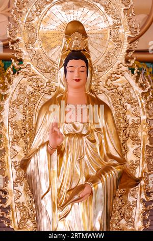 Tinh That Quan Am Pagoda.  Bodhisattva Avalokiteshvara. Guanyin ( Quan Am) Statue. The Goddess of Mercy and compassion Dalat. Vietnam. Stock Photo