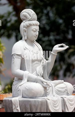 Tinh That Quan Am Pagoda.  Bodhisattva Avalokiteshvara. Guanyin ( Quan Am) Statue. The Goddess of Mercy and compassion. Marble statue.  Dalat. Vietnam Stock Photo