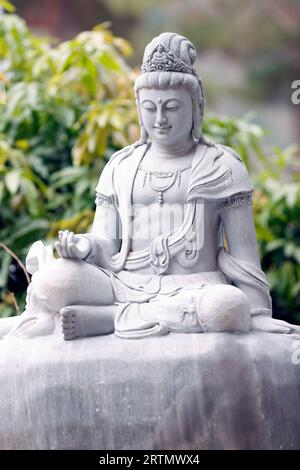 Tinh That Quan Am Pagoda.  Bodhisattva Avalokiteshvara. Guanyin ( Quan Am) Statue. The Goddess of Mercy and compassion. Marble statue.  Dalat. Vietnam Stock Photo