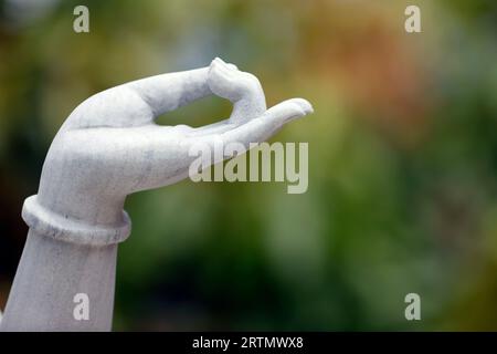 Tinh That Quan Am Pagoda.  Bodhisattva Avalokiteshvara. Guanyin ( Quan Am) Statue. The Goddess of Mercy and compassion. Marble statue.  Close up on ha Stock Photo