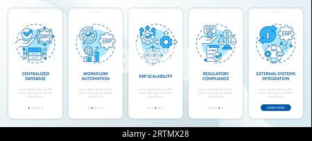Walkthrough ERP with line icons concept Stock Vector