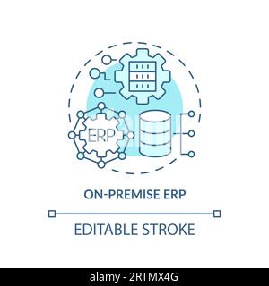 2D customizable on-premise ERP blue icon concept Stock Vector