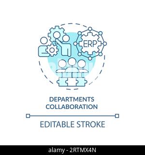 2D department collaborations blue icon concept Stock Vector