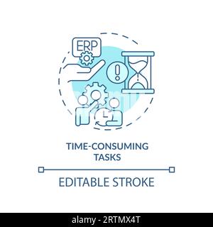 2D time consuming tasks blue icon concept Stock Vector