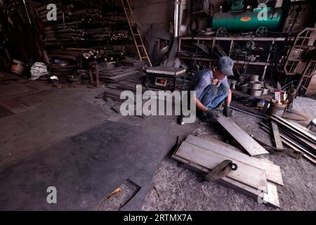 Welder industry worker in metal factory. Vung Tau. Vietnam. Stock Photo