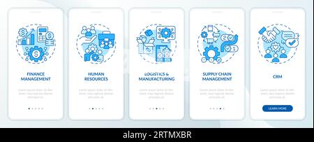 Walkthrough ERP with linear icons concept Stock Vector